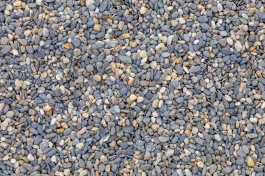 Sahilde çakıl taşı dokusu. gri-beyaz taşlar