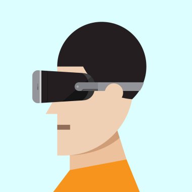 Sanal gerçeklik kulaklığı olan adam.