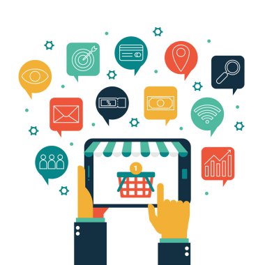 Tabletle çevrimiçi iş ve çevrimiçi alışveriş