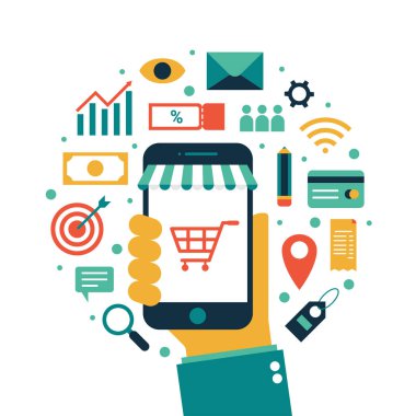 iş alışverişi çevrimiçi düz tasarım