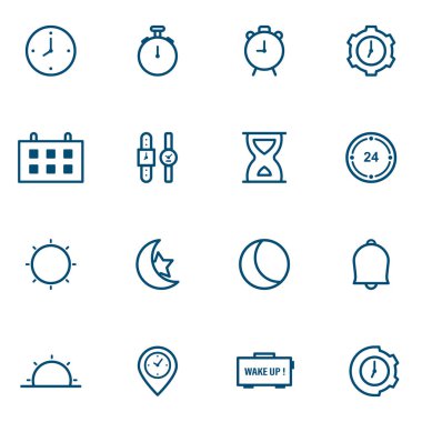 Mavi Anahat simgesi zaman ve saat ayarlama