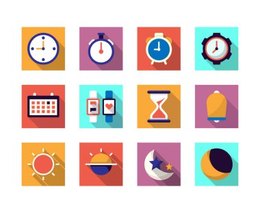 saat ve zaman düz simge tasarımı