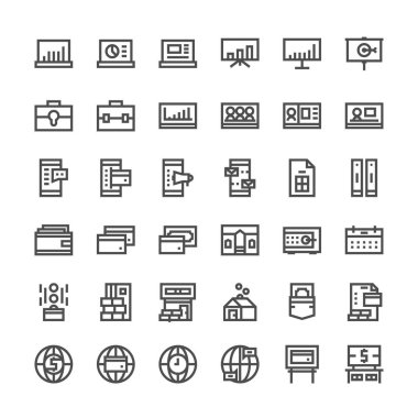 iş ve finansal ince çizgi simgeleri