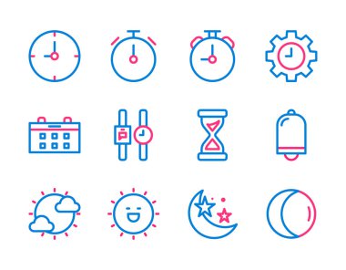 Saat ve Zaman İnce Satır Simgeleri