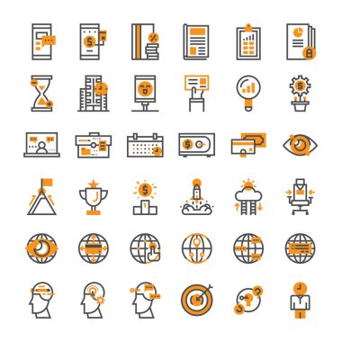 iş ve finansal düz çizgi simgeleri