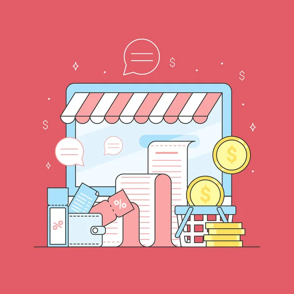 Boutique en ligne achats concept de paiement internet affaires marketin — Image vectorielle