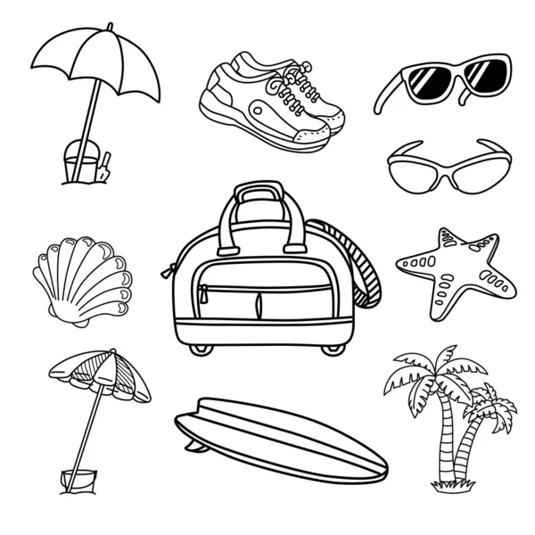 Conjunto Doodle Viagem Férias —  Vetores de Stock