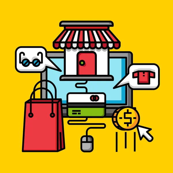 Business Shopping Concept Ligne — Image vectorielle