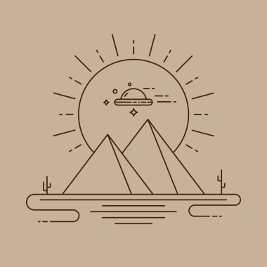 Ufo uzay gemisi uçan ve Mısır piramidi, antik uygarlık jeo