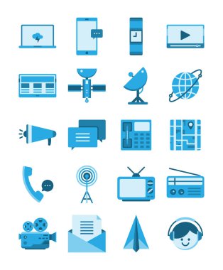iletişim medya düz simgesi
