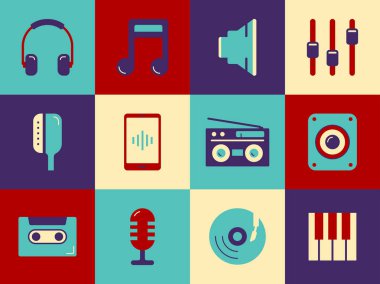 Retro müzik Icon set