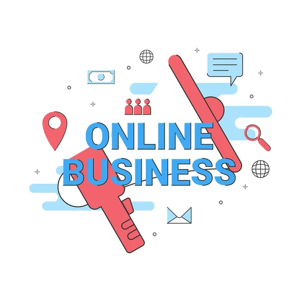 Concept de communication en ligne d'affaires, marché du commerce électronique sur Internet — Image vectorielle