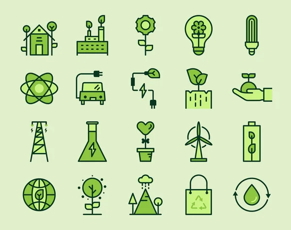 Vektor zöld ökológia töltse vázlat ikon — Stock Vector