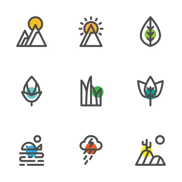 Nature Thin Line Icons Set — стоковый вектор