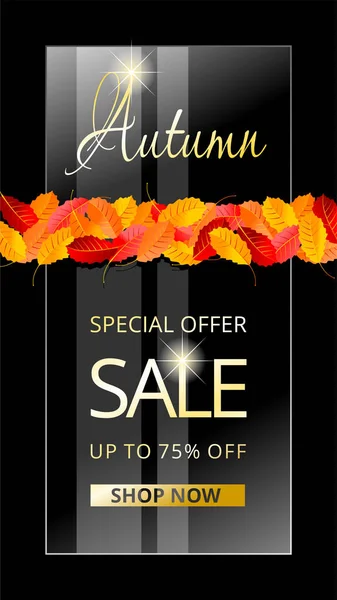 Seasonal Autumn Sale Special Offer Instagram Stories Template Red Background — Stock Vector