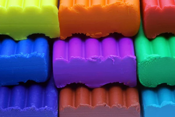 Multi-colored set of plasticine sticks closeup view. — Stock Photo, Image