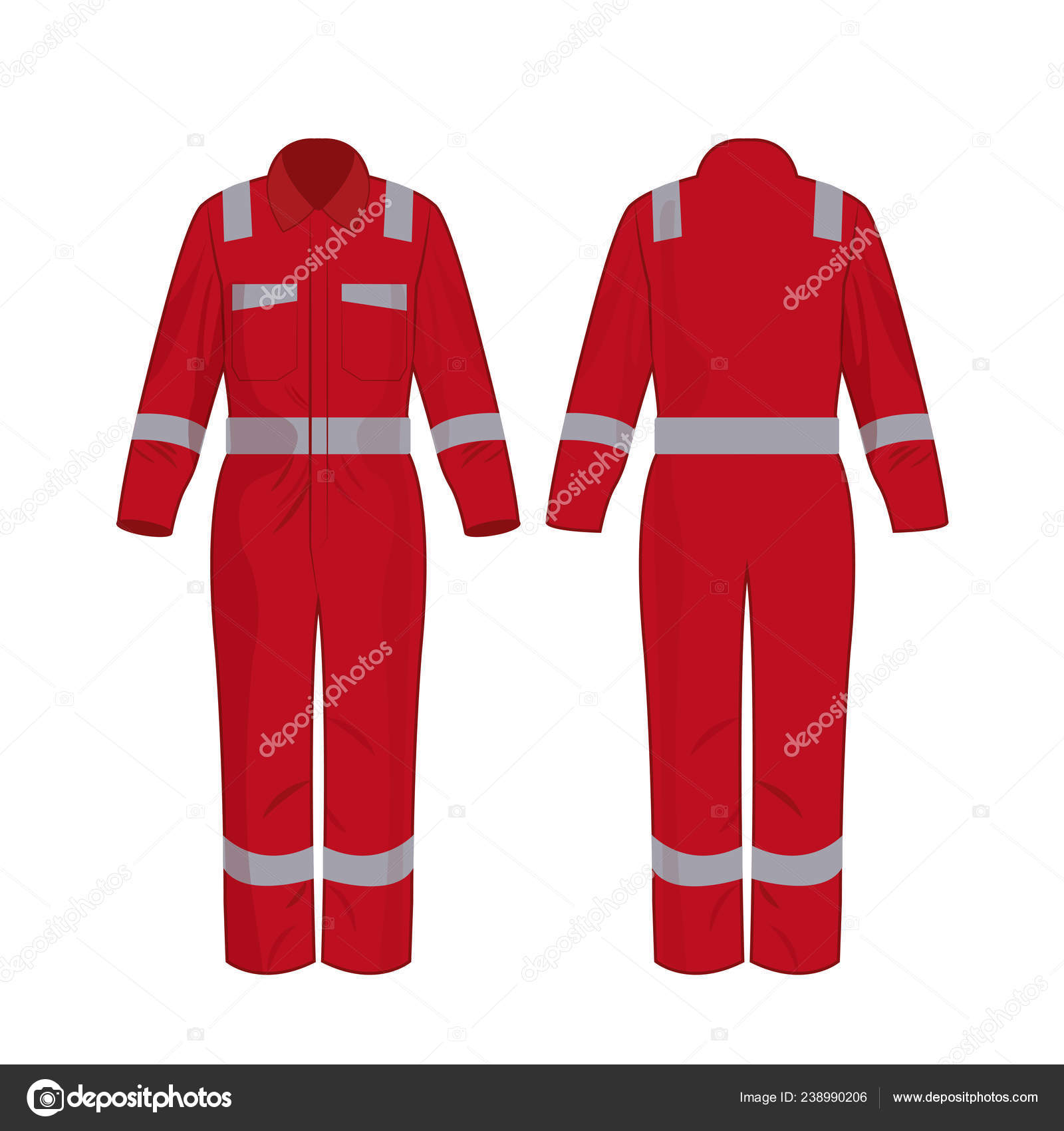 Red Work Overalls Safety Band Isolated Vector White Background Stock