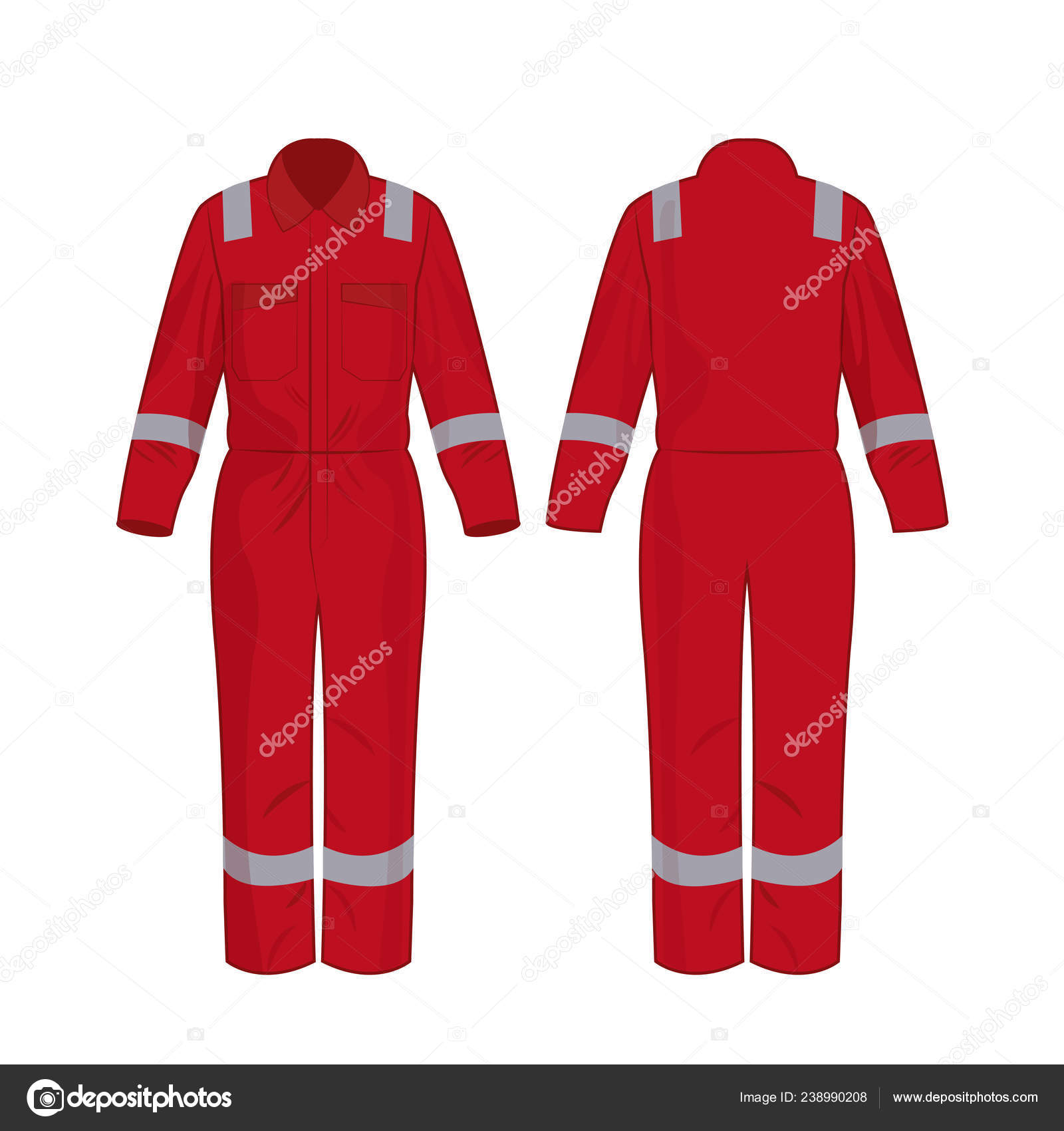 Red Work Overalls Safety Band Isolated Vector White Background