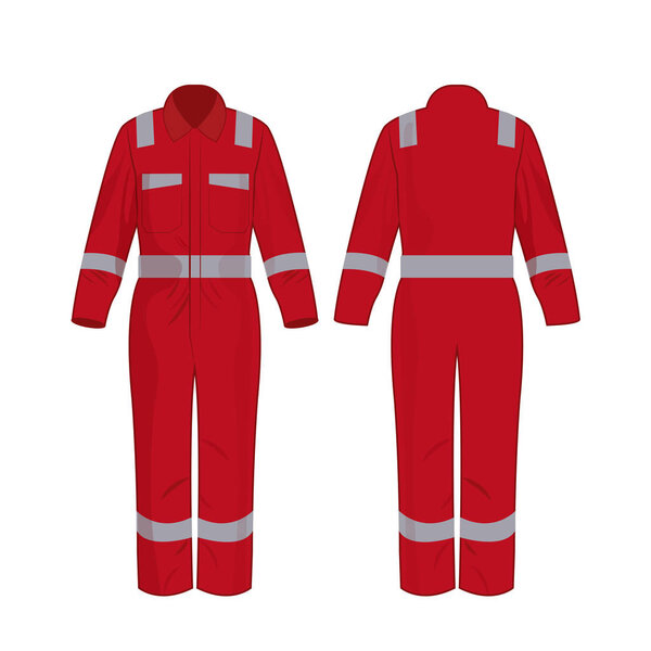 Red work overalls with safety band isolated vector on the white background