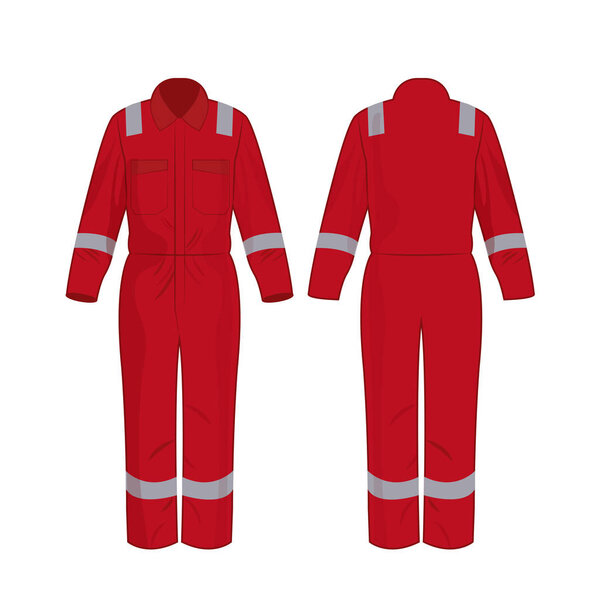 Red work overalls with safety band isolated vector on the white background