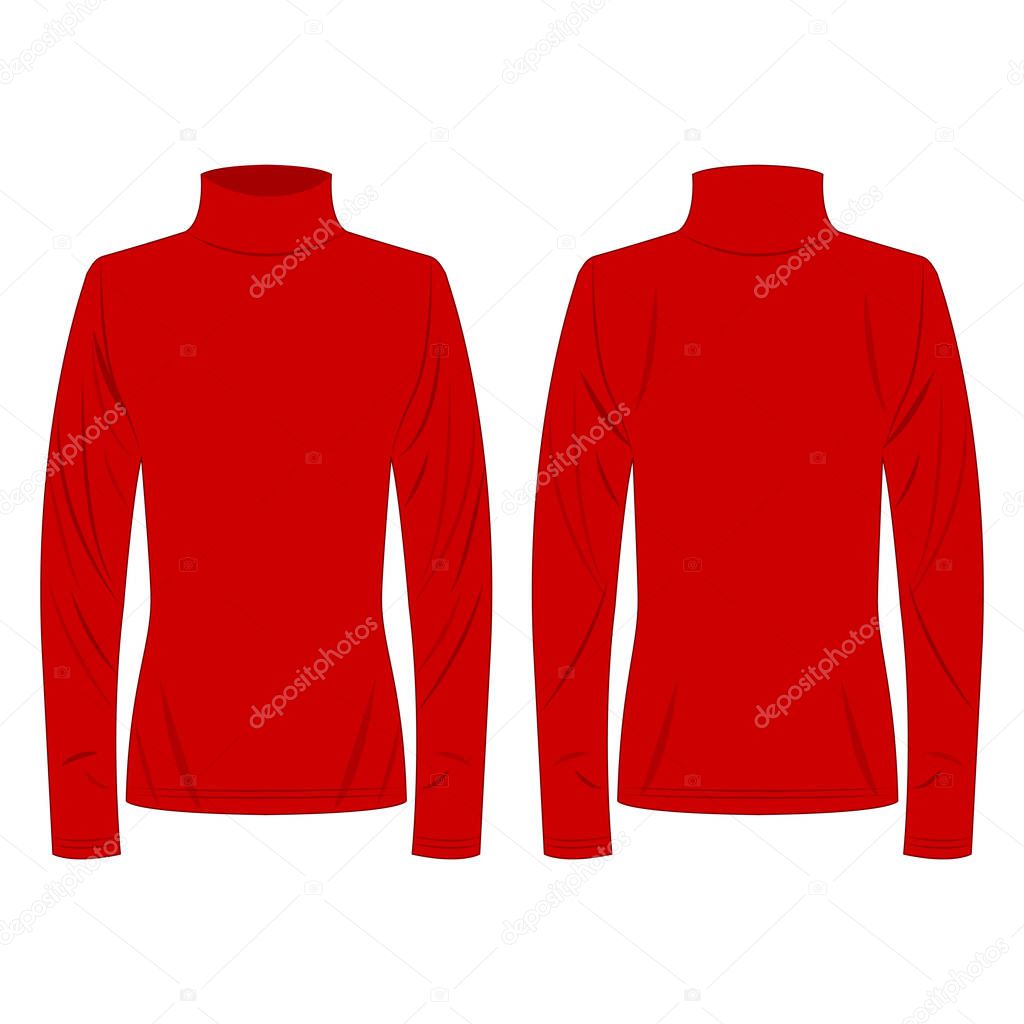 Red polo neck isolated vector on the white background