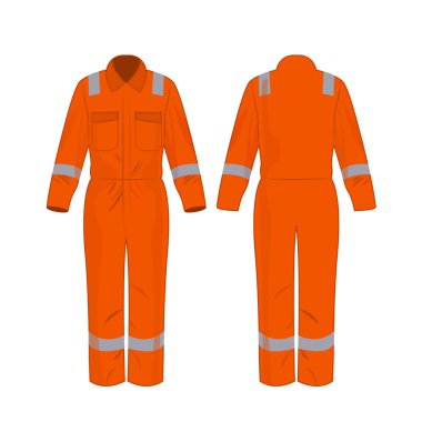 Turuncu beyaz zemin üzerine tulum Emanet grup izole vektör ile çalışmak