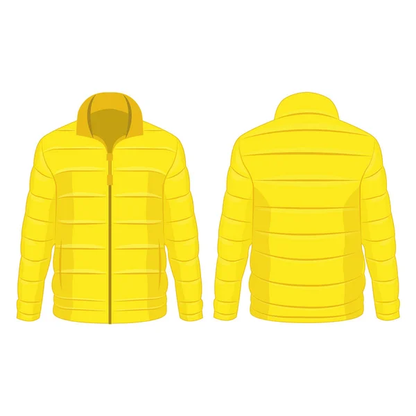 Inverno Amarelo Zipado Jaqueta Vetor Isolado Fundo Branco — Vetor de Stock