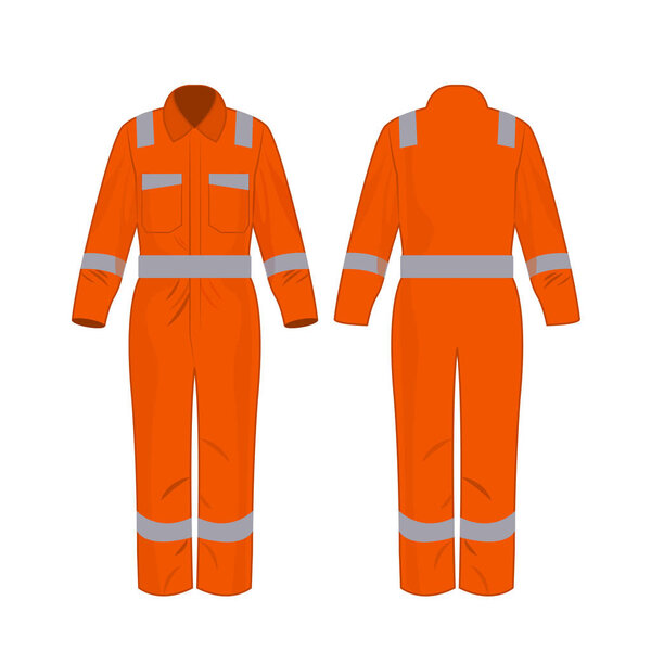 Orange work overalls with safety band isolated vector on the white background
