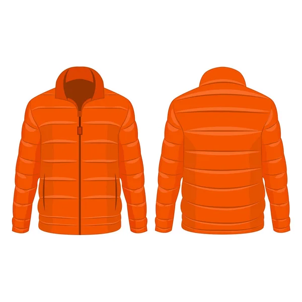 Orange Winter Daunenjacke Mit Reißverschluss Isoliert Vektor Auf Weißem Hintergrund — Stockvektor