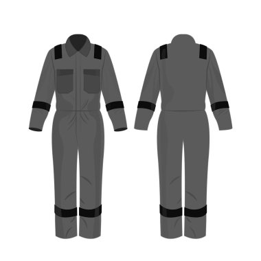 Gri çalışma tulum ile Emanet grup izole vektör beyaz zemin üzerine