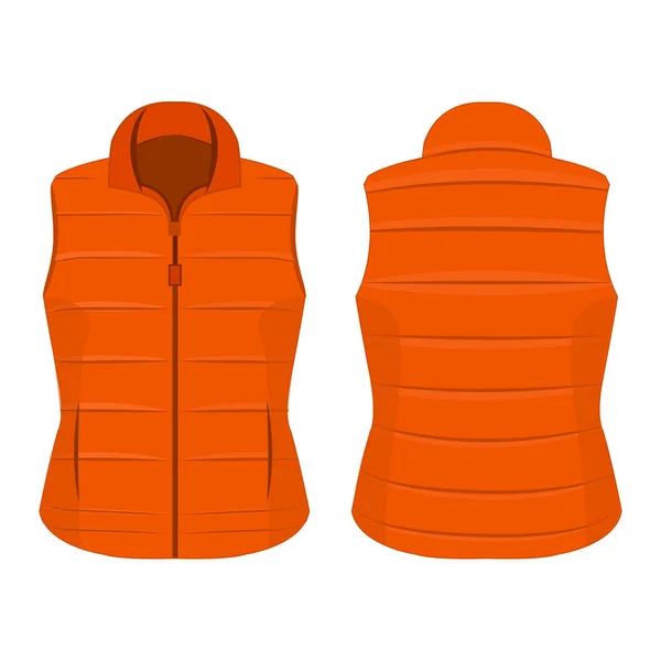 Gilet Zippé Hiver Couleur Orange Vecteur Isolé Sur Fond Blanc — Image vectorielle