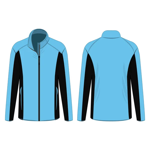 Baby Blue Sport Winter Zipped Fleece Jacket Isolated Vector White — Stock Vector