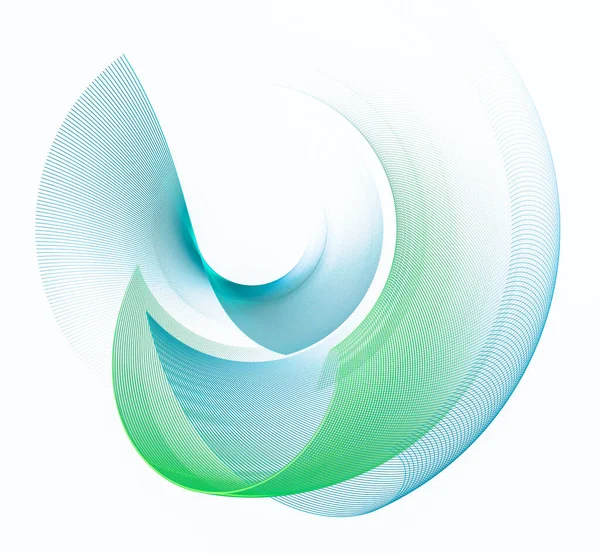 Curved Blue Green Surfaces Lay Beautifully White Background Graphic Design — Stock Photo, Image