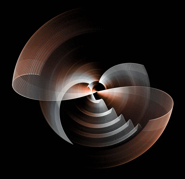 Rotor Blades Bent Spiral Arc Wave Rotate Center Black Background — Stock Photo, Image