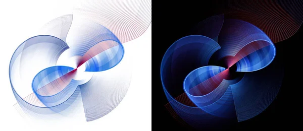 Set Two Abstract Fractal Propellers White Black Background Oval Shaped — Stock Photo, Image