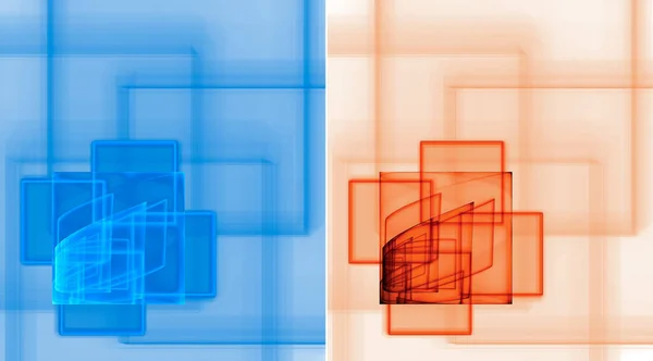 Zusammenstellung Abstrakter Fraktaler Hintergründe Blauer Und Roter Hintergrund Mit Quadraten — Stockfoto