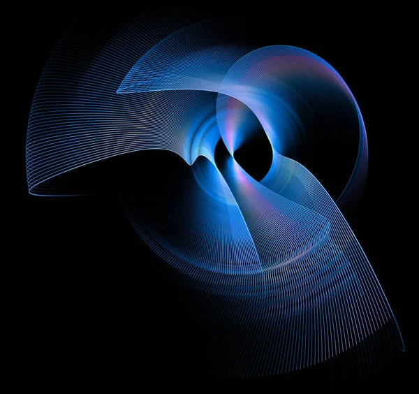 Blue Planes Bend Beautifully One Direction Black Background Abstract Fractal — Stock Photo, Image