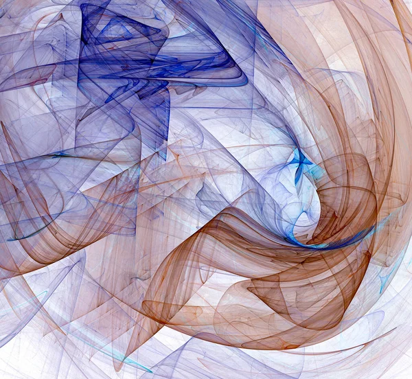 白い背景に青と茶色の風通しの良い透明な波を持つ抽象的な背景 3Dレンダリング 3Dイラスト — ストック写真