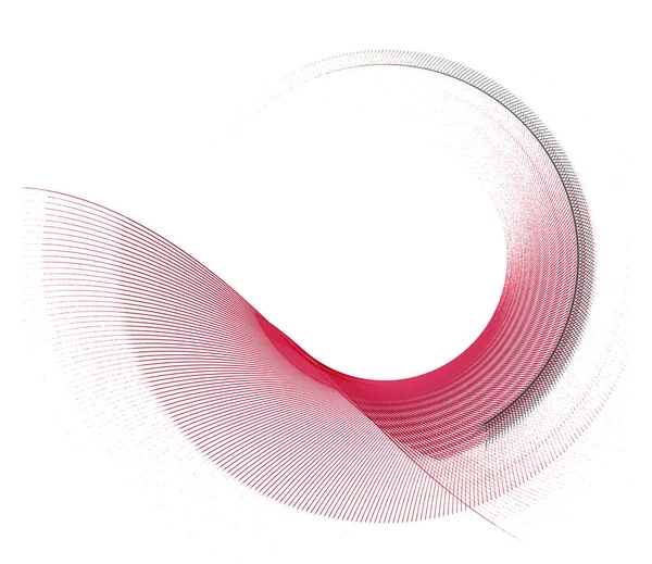 Kırmızı düzlem çemberin etrafında dönüyor ve sola doğru genişliyor. Grafik tasarım ögesi beyaz arkaplanda izole edildi. 3D görüntüleme. 3 boyutlu illüstrasyon. İş ve endüstri için sembol, simge veya logo.