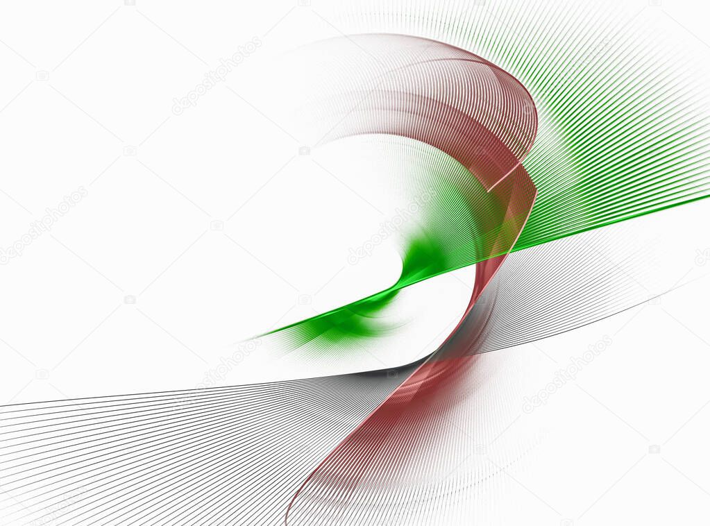 Multi-colored flat surfaces are arranged diagonally and at an angle on a white background. Copy space. Abstract fractal background. 3d rendering. 3d illustration.
