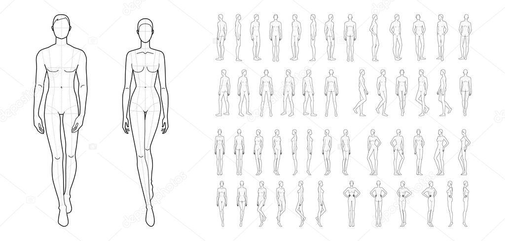 Fashion template of 50 men and women.