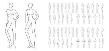 Fashion template of 50 women. clipart