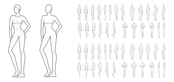 Modèle de mode de 50 femmes. — Image vectorielle