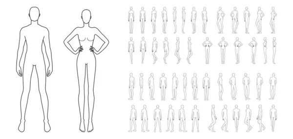 Modèle de mode de 50 hommes et femmes . — Image vectorielle