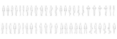 50 kadın ve erkeğin moda tasarımı.