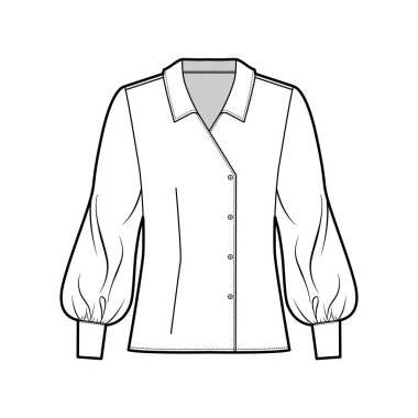 Yakası, vücudu, uzun fil kolları, çift göğüslü bluz teknikleri..