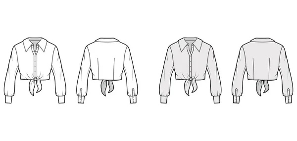 Ilustración técnica de moda con cuello sobredimensionado y mangas largas . — Vector de stock