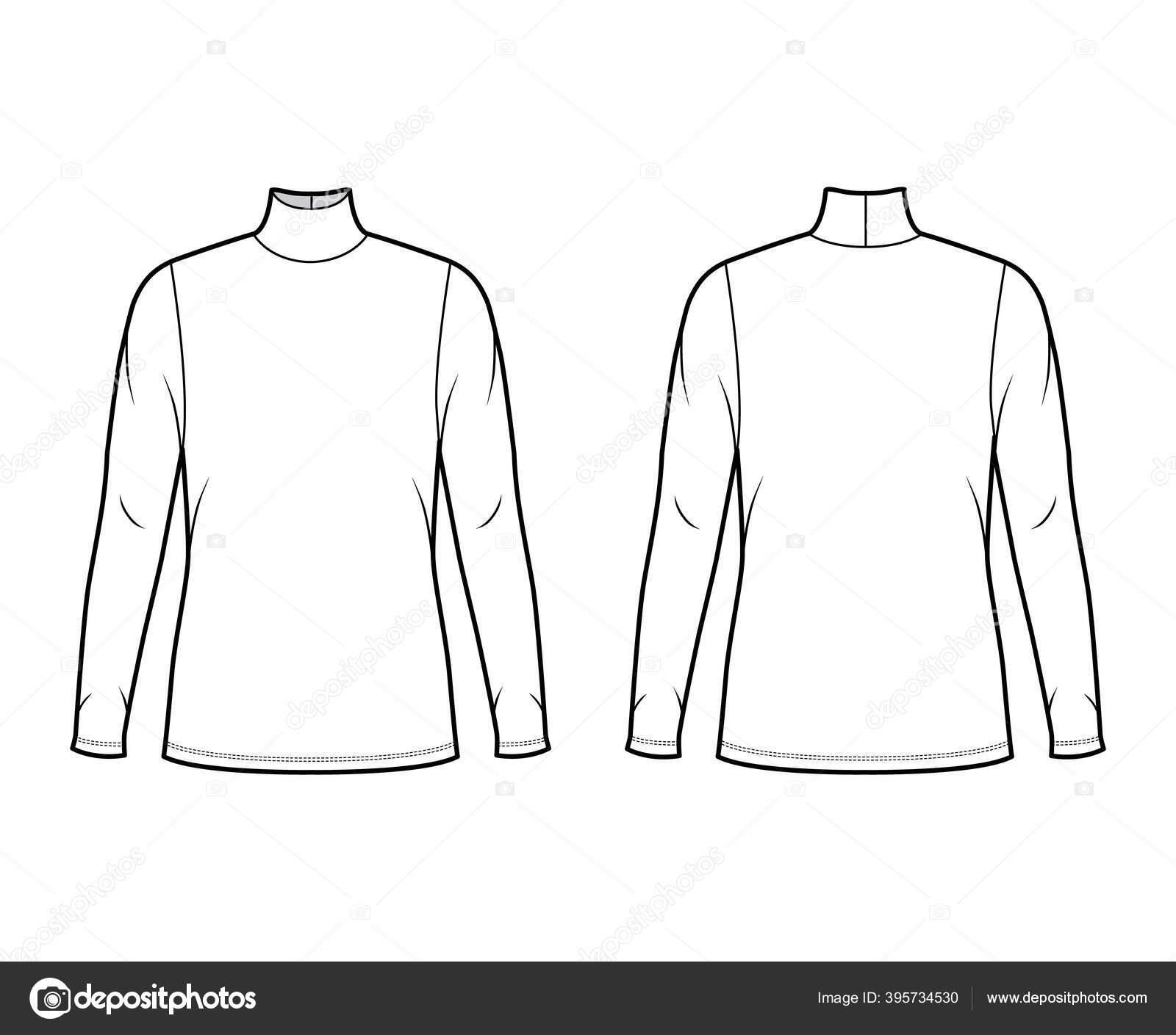 Turtleneck jersey sweater technical fashion illustration with long ...
