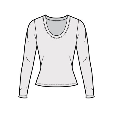 Uzun kollu, dar biçimli, kepçe yaka formalı, teknik moda illüstrasyonlu.. 