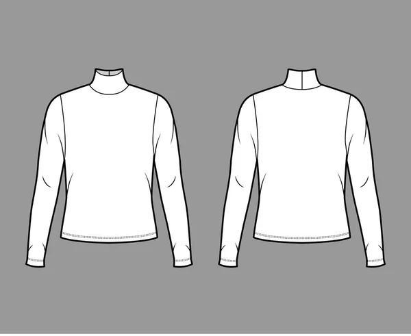 Camisola de gola alta camisola técnica moda ilustração com mangas compridas, corpo de grandes dimensões — Vetor de Stock